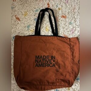 Made in Native America X Virgil Ortiz Orange Tote autographed by Virgil